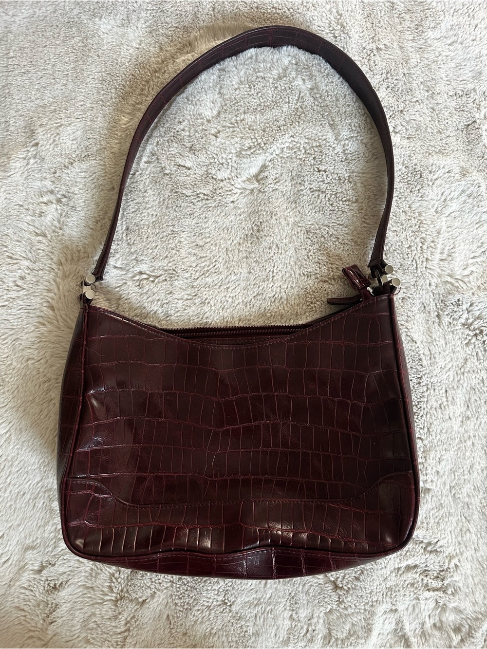 Worthington Croc-Embossed Shoulder Bag in Burgundy